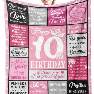 Hocgiwd Gifts for 10 Year Old Girl,10 Year Old Girl Birthday Gifts, 10 Year Old Girl Gift Ideas Blanket, Birthday Gifts for 10 Year Old Girls,10th Birthday Gifts for Girls Blanket 60x50in