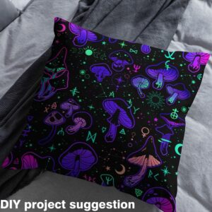 Castle Fairy Cartoon Mushroom Fabric by The Yard Neon Light Starry Galaxy Boho Moon Fabric for Sewing Lovers Cute Hippie Gradient Plants Decor Fabric for DIY Upholstery and Home Accents 1 Yard