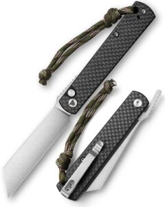 trivisa japanese higonokami razor folding pocket knife for men or women，camping edc tool outdoor button lock knives with pocket clip，3.2" 10cr15comov blade and carbon fiber handle hydra-05