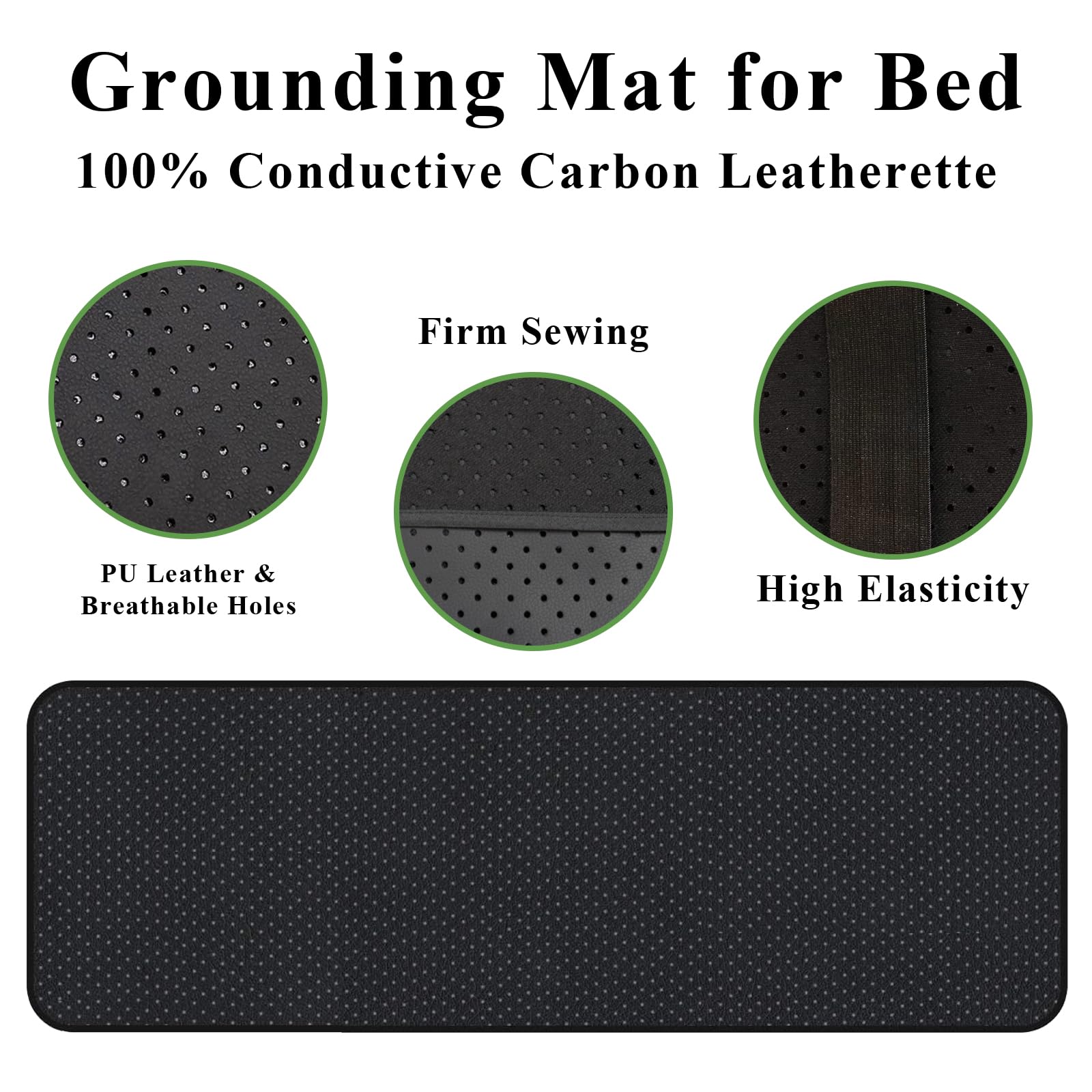 EOHELGRO Grounding Mat for Bed, Grounding Mattress Cove for Improve Sleep, Grounding Sleep Pad, Earth Mat Carbon Leatherette Grounding Therapy (54" x 78")