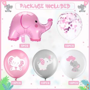 45 Pieces Elephant Balloon 12 Inch Baby Shower Elephant Balloon for Baby Boy Girl Gender Reveal Elephant Animal Themed Birthday Party Supplies Indoor Outdoor Decor (Adorable Style)