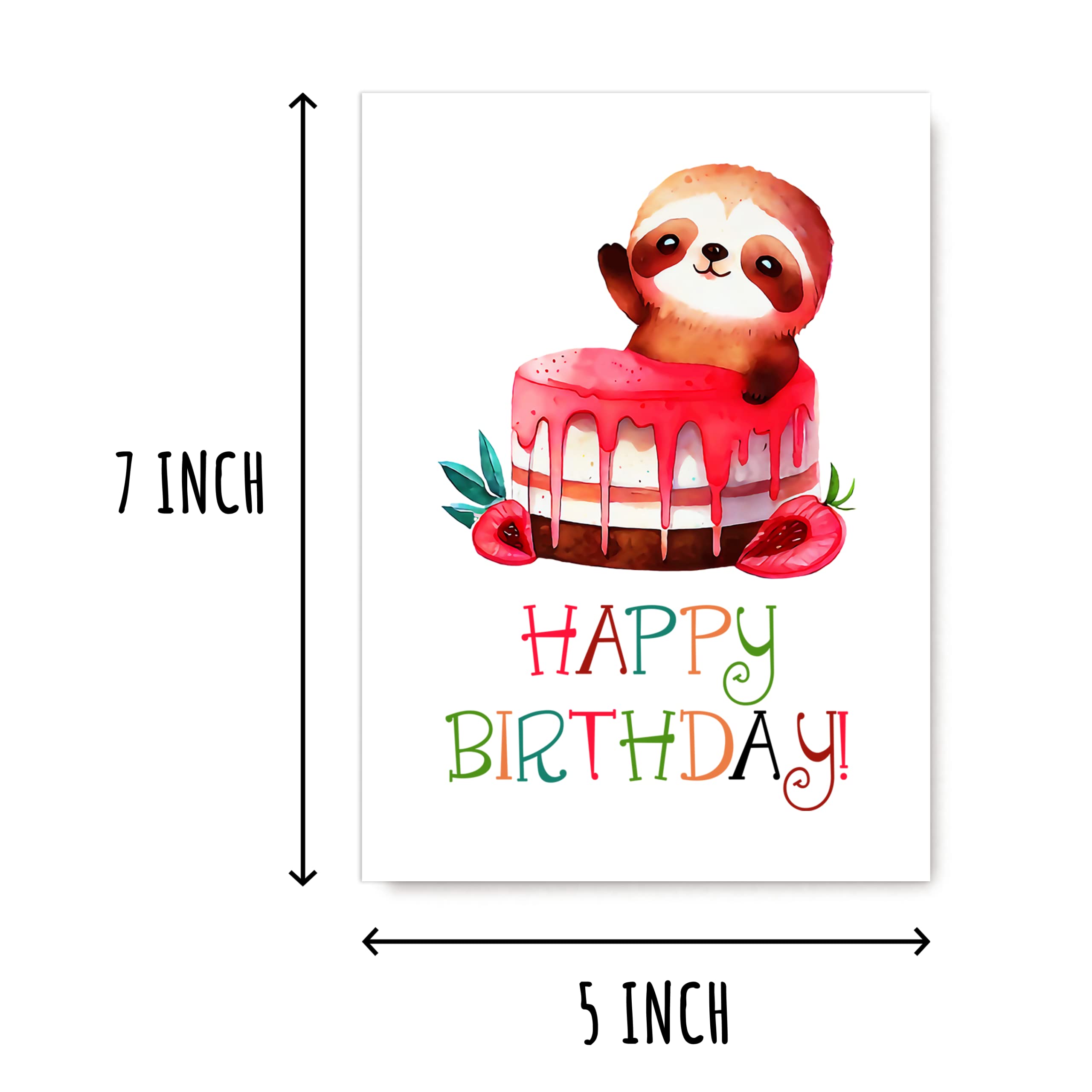 NTVShop Sloth Happy Birthday Card - Sloth Birthday Card - Birthday Card - Sloth Lover Gift - Sloth Cake Card - Cute Birthday Card