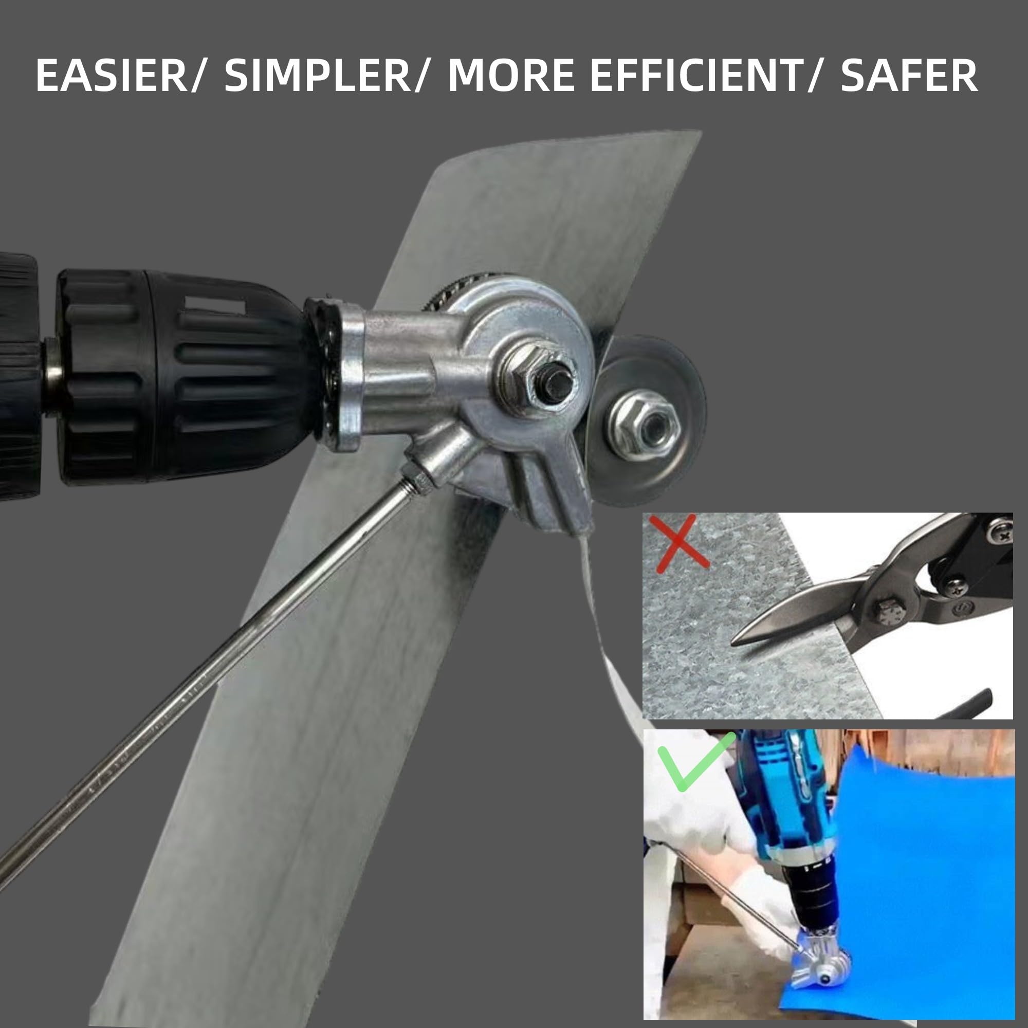 OUPARY 2024 New Electric Drill Plate Cutter - Versatile Metal Nibbler Drill Attachment for Precise Cutting of Iron, White Sheet, Steel, Copper, Aluminum - Includes Adapter for DIY Projects