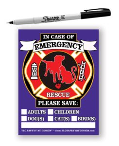 tlc safety by design fire rescue 4.25" x 5.5" magnet safety alert emergency children adults pet dog cat for steel magnetic exterior apartment doors