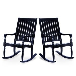 cambridge casual montrose solid wood oversized rocking chair black, set of 2