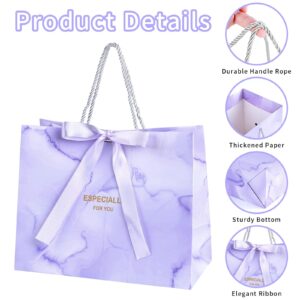 JMANNI Gift Bags, 4PCS Gift Bags Medium Size with Bow Ribbon, Portable Paper Gift Bag with Handles, Birthday Gift Bags, Marble Pattern Present Bags for Christmas Wedding Party Mothers Day（Marble Style）