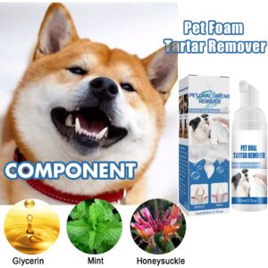 Dog Breath Freshener Foam, Eliminate Breath and Prevent Oral in Dogs and Cats, Teeth Cleaning Foam Spray, Plaques and Tartars Remover, Oral Hygiene for Pets, 2