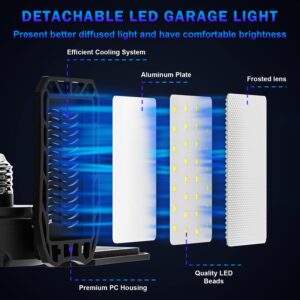 LED Garage Lights 100W,Bright & Flexible Lighting for Garage, Workshop, Warehouse, Basement, Attic - Energy Efficient & Easy Installation - Adjustable Panels, Durable Construction