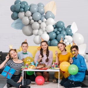 Dusty Blue Balloon Arch Kit, Dusty Blue Grey White Balloon Garland Kit, Latex Birthday Party Balloons DIY Balloons Arch For Birthday Wedding Baby Shower Graduation Party Decorations