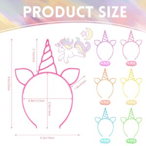 Zddaoole 24 Pcs Unicorn Headbands Unicorn Birthday Party Favors,Plastic Hairbands for Girls,Headware Accessories for Party Supplies Gift,Teens Toddlers Children