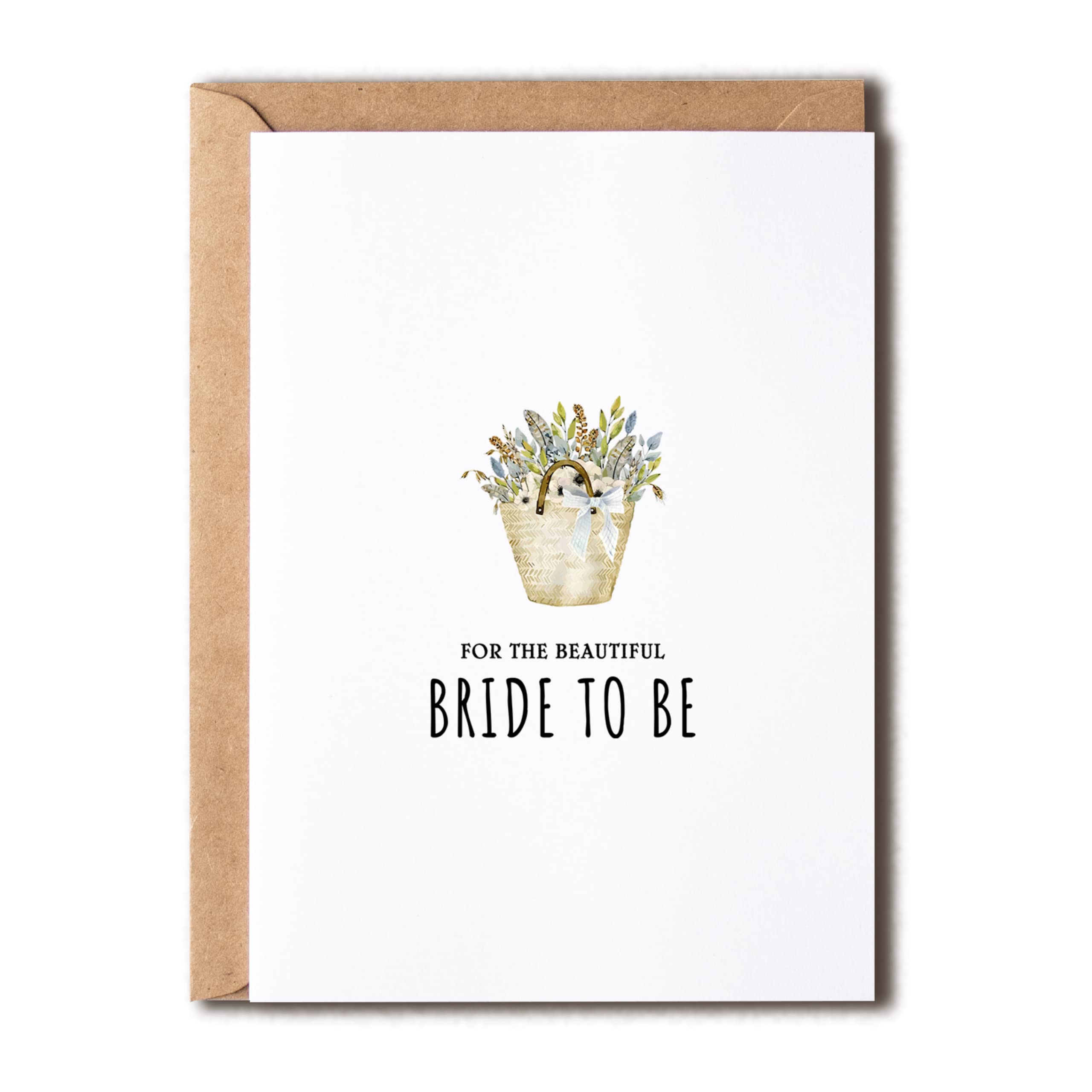 NTVShop For The Beautiful Bride To Be - Floral Basket Bride To Be Card - Bridal Shower Card - Minimal Bridal Shower Card - Valentines Card