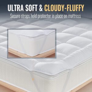 Mattress Topper Full XL Size,Deep Pockets (8-28" Depth) Fits, 700TC Cotton Pad Cover, 1000 GSM Mattress Pads, Full XL Size Bed Mattress Topper 54"x80" Inches White