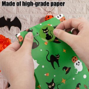 JOHOUSE 54PCS Halloween Candy Bags Bulk, Halloween Paper Treat Bags Small Gift Bags Favor Bags with Sealing Stickers for Trick or Treat Party Decor