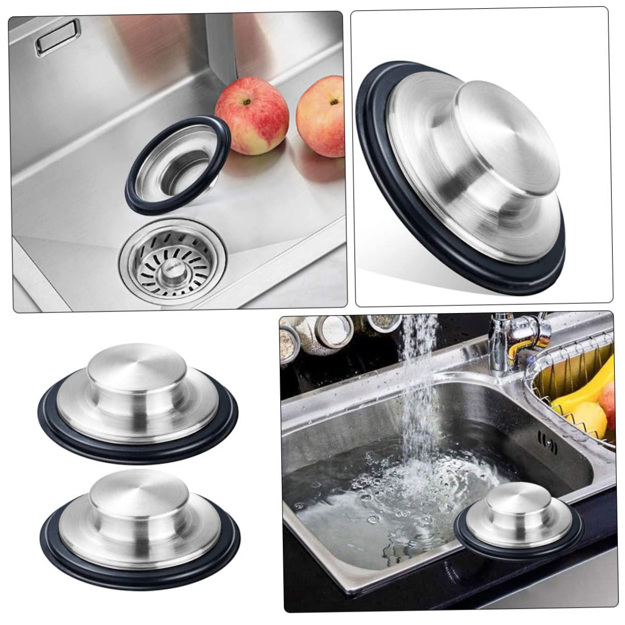 DOITOOL 2pcs Sink Cover Garbage Disposer Anti-Clogging Filter Basket Drain Sink Universal Bathtub Drain Stopper Kitchen Sink Drain Cover Splash Ring Rubber