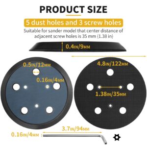 2 Pack 5 Inch 5 Hole Orbital Sander Replacement Pad for Porter Cable 333 333VS Random Orbit Sanders - Hook and Loop Sanding Pad Parts for Porter Cable 13904/13909