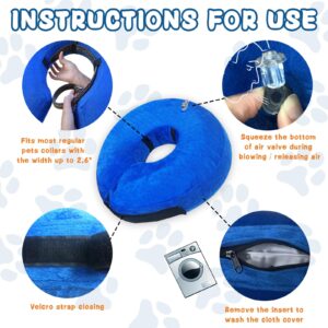 infisu Inflatable Dog Cone Collar (L Size), Soft Blow-up Protective Recovery Dog Collar, Pet Donut Cone Collar, Comfy Elizabethan Collar After Surgery for Medium Dog to Prevent Biting Scratching, Blue