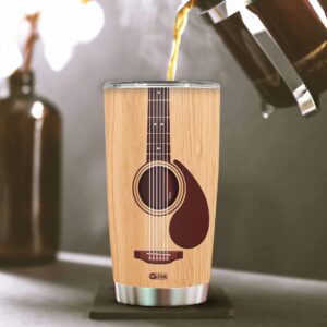 WAZONE Guitarist Nutrition Facts Tumbler With Lid Acoustic Gifts Stainless Steel 20oz Hot Cold Drink Vacuum Insulated Travel Mug Birthday Christmas Gift For Guitar Player Men Women Musician