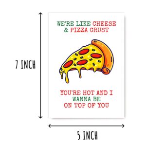 NTVShop We're Like Cheese & Pizza Crust - Funny Dirty Cheeky Birthday Card - For Women Her Adult Friend - Pizza Card