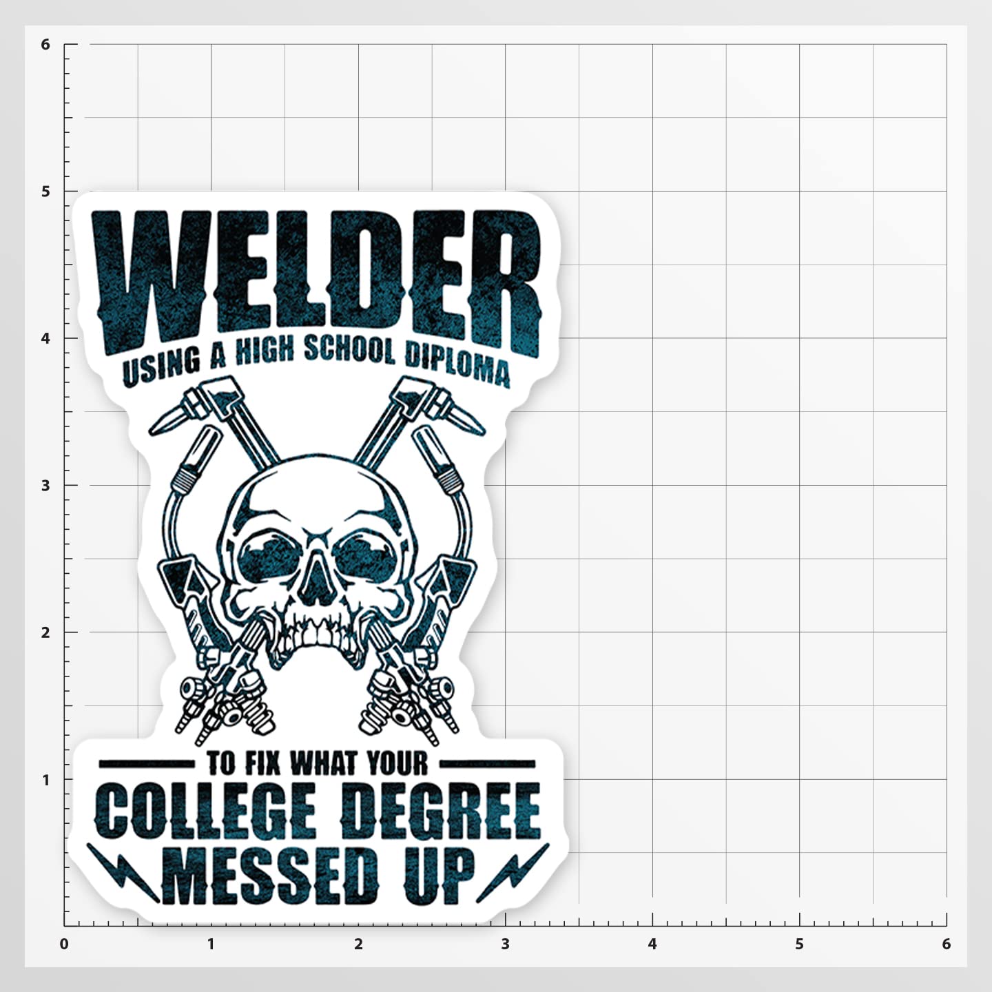 Welder Welding Vinyl Decal Sticker - for Toolboxes, Lockers, Cars, Trucks, Windows, Laptops, Cups and More - 5 Inches at Largest Point (Welder High School Diploma)