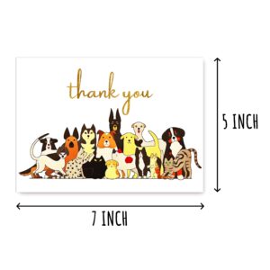 NTVShop Dog And Cat Thank You Cards - Dog Card - Cat Card - Thank You Card - Greeting Card - Happy Card - Dog Lovers Card - Cat Lovers Card