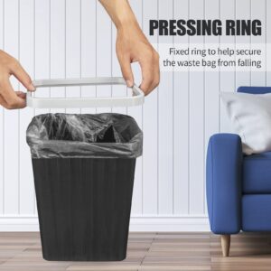 Eooch 2 Gallon Slim Trash Can with Pressing Ring, Plastic Wastebasket Garbage Container Bin for Bathroom, Kitchen, Bedroom, Office,2 Pack(Black+Black)