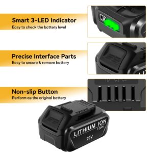 Lipop Upgraded 2Pack 7.5Ah Replacement Battery for Dewalt 20V Batteries Lithium Max XR DCB200 DCB201 DCB203 DCB204 DCB206 DCB181 DCB180 Cordless Power Tools, Black