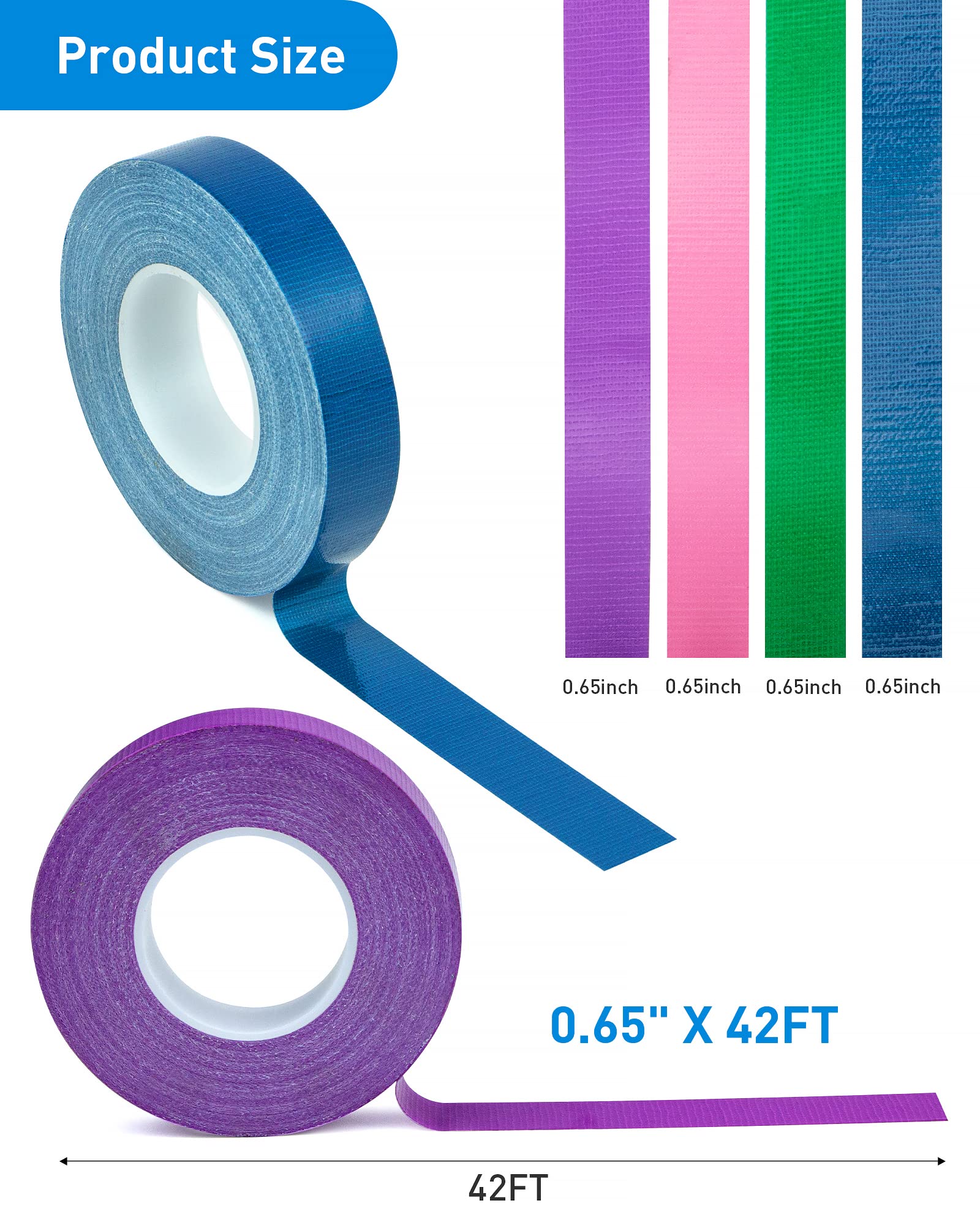 XEHAHOSH 4 Rolls Colored Duct Tape, Multi Use Water Pipe Tape, Waterproof Duct Tape, Multifunctional Tape for Handicrafts and Art, Make Use of No Residue, Easy to Tear by Hand, Great for Packaging.