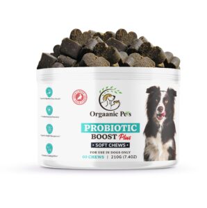 ultimate dog probiotic chews - boosts gut health and eases allergies with probiotics, postbiotics, prebiotics (fos) inulin - colostrum - glutamine - mushrooms -pumpkin-quercetin and a superfood blend