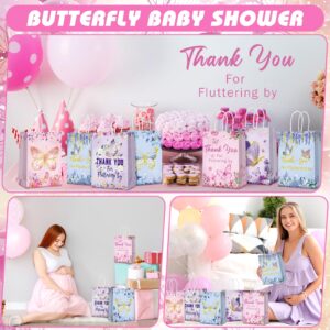 Outus 24 Pcs Butterfly Party Favors Bags Purple Blue Butterfly Gift Goodie Bags Butterfly Paper Bags Pink Butterfly Thank You Candy Treat Bags with Handles for Butterfly Birthday Party Decor Supplies