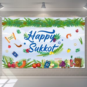 newwiee happy sukkot party banner 71 x 43 inch sukkot backdrop banner sukkah decoration etrog lulav jewish tapestry decorations photography background wall decoration for photo booth wedding birthday