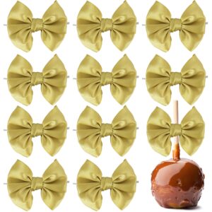 aimudi gold satin ribbon twist tie bows for treat bags 3.5" gold bows for crafts small bows for gift wrapping premade bows for cake pops candy apple wedding favors baby shower decor -24 counts