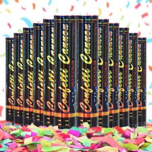 fiekeicc confetti cannon multicolor 12 pack biodegradable confetti popper party confetti shooters12 inch confetti popper cannons confetti poppers for wedding,birthday,graduation, new years celebration