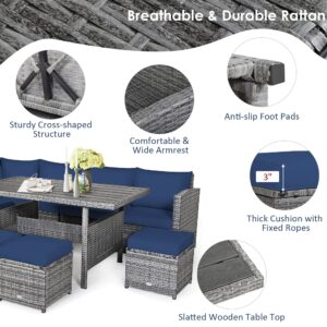 Overstock 7-Piece Outdoor Rattan Patio Furniture Set Grey