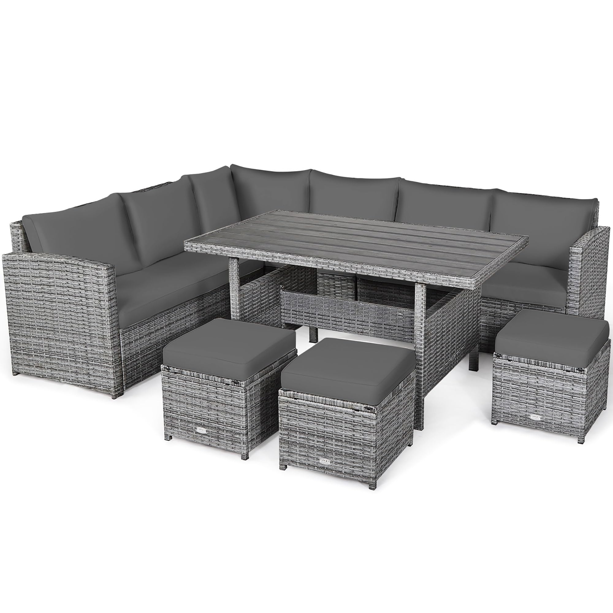 Overstock 7-Piece Outdoor Rattan Patio Furniture Set Grey