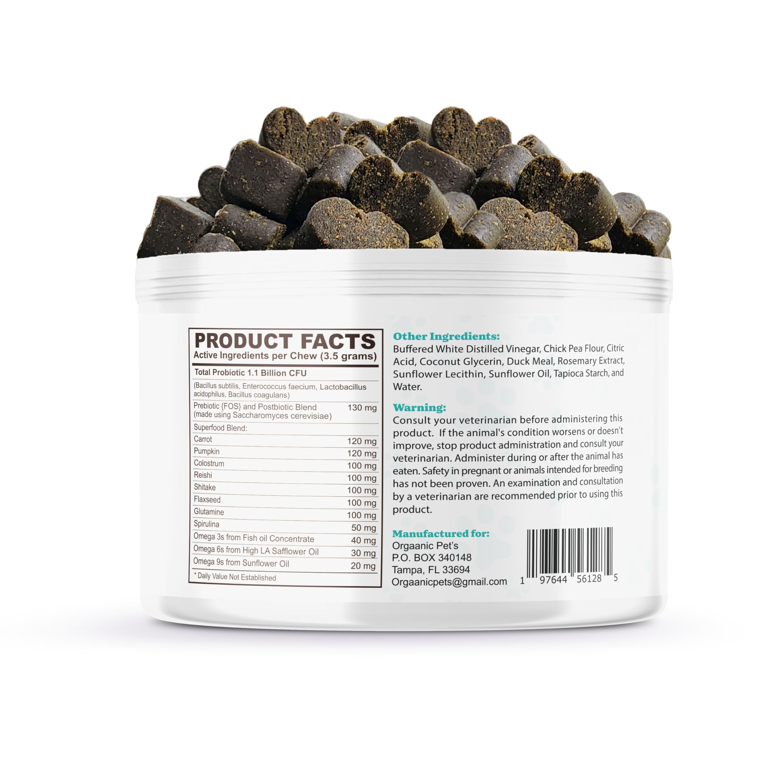 Ultimate Dog PROBIOTIC Chews - Boosts Gut Health and Eases Allergies with PROBIOTICS, POSTBIOTICS, PREBIOTICS (FOS) Inulin - Colostrum - Glutamine - Mushrooms -Pumpkin-QUERCETIN and a SUPERFOOD Blend