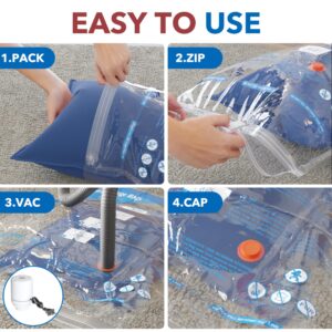 8 Pack Vacuum Storage Bags with Electric Air Pump，2 Jumbo,2 Large,2 Midium,2 Small Bags Space Saver Sealer Bags, Airtight Compression Bags for Clothes, Pillows, Comforters, Blankets, Bedding, Clothing