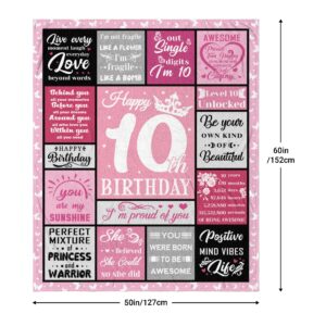 Hocgiwd Gifts for 10 Year Old Girl,10 Year Old Girl Birthday Gifts, 10 Year Old Girl Gift Ideas Blanket, Birthday Gifts for 10 Year Old Girls,10th Birthday Gifts for Girls Blanket 60x50in