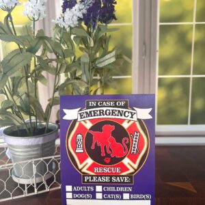 TLC Safety By Design Fire Rescue 4.25" x 5.5" Magnet Safety Alert Emergency Children Adults Pet Dog Cat for Steel Magnetic Exterior Apartment Doors