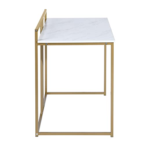 FurnitureR Computer Desk with Metal Frame 47.2 inches Home Office Writing Table Modern Design Work Space, White