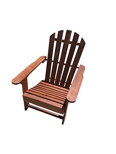 TisYourSeason Solid Acacia Wood Adirondack Lounger Chair with Footstool Ottoman Accent Furniture for Yard,Patio,Garden,Lawn w/Natural Finish