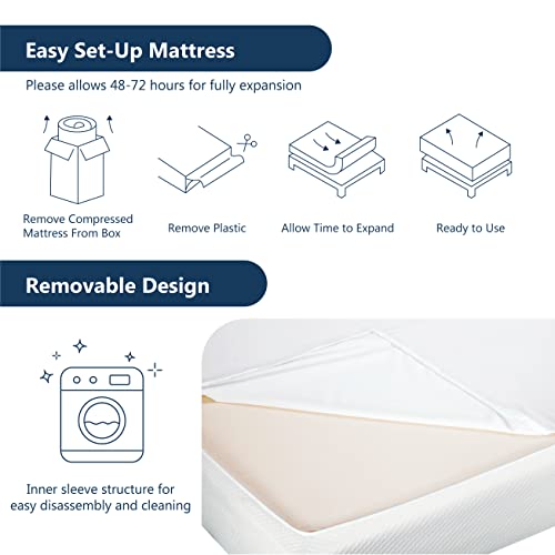 HOMES: Inside + Out Zinne Twin Mattress 6 inch Gel Memory Foam Mattress for Cool Sleep & Pressure Relief, Medium Firm Mattresses CertiPUR-US/Bed-in-a-Box/Pressure Relieving Twin Size