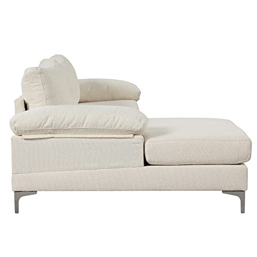 Casa Andrea Milano Luxury Modern Large Boucle L-Shape Sectional Sofa, with Extra Wide Chaise Lounge Couch