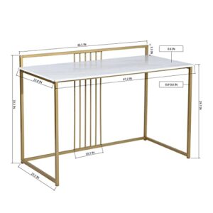 FurnitureR Computer Desk with Metal Frame 47.2 inches Home Office Writing Table Modern Design Work Space, White