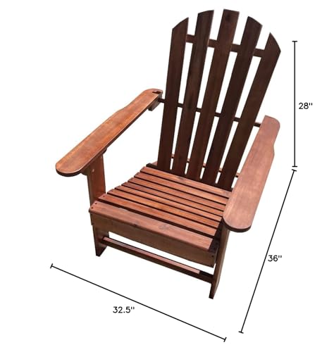 TisYourSeason Solid Acacia Wood Adirondack Lounger Chair with Footstool Ottoman Accent Furniture for Yard,Patio,Garden,Lawn w/Natural Finish