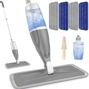 Spray Mops for Floor Cleaning Microfiber Floor Mop for Hardwood Floors Wet Dust Mop Flat Mop Floor Cleaner Mop with 4 Washable Pads 440 Ml Refillable Bottle for Wood Floor Tile Laminate Vinyl Kitchen