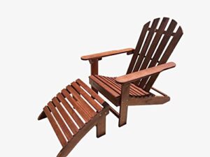 tisyourseason solid acacia wood adirondack lounger chair with footstool ottoman accent furniture for yard,patio,garden,lawn w/natural finish