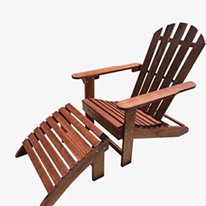 TisYourSeason Solid Acacia Wood Adirondack Lounger Chair with Footstool Ottoman Accent Furniture for Yard,Patio,Garden,Lawn w/Natural Finish