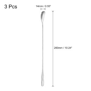 uxcell Long Handle Spoon, 3Pcs 10.24-Inch Ice Cream Spoon, Stainless Steel Cocktail Stirring Spoons for Mixing, Drink, Coffee (Silver)