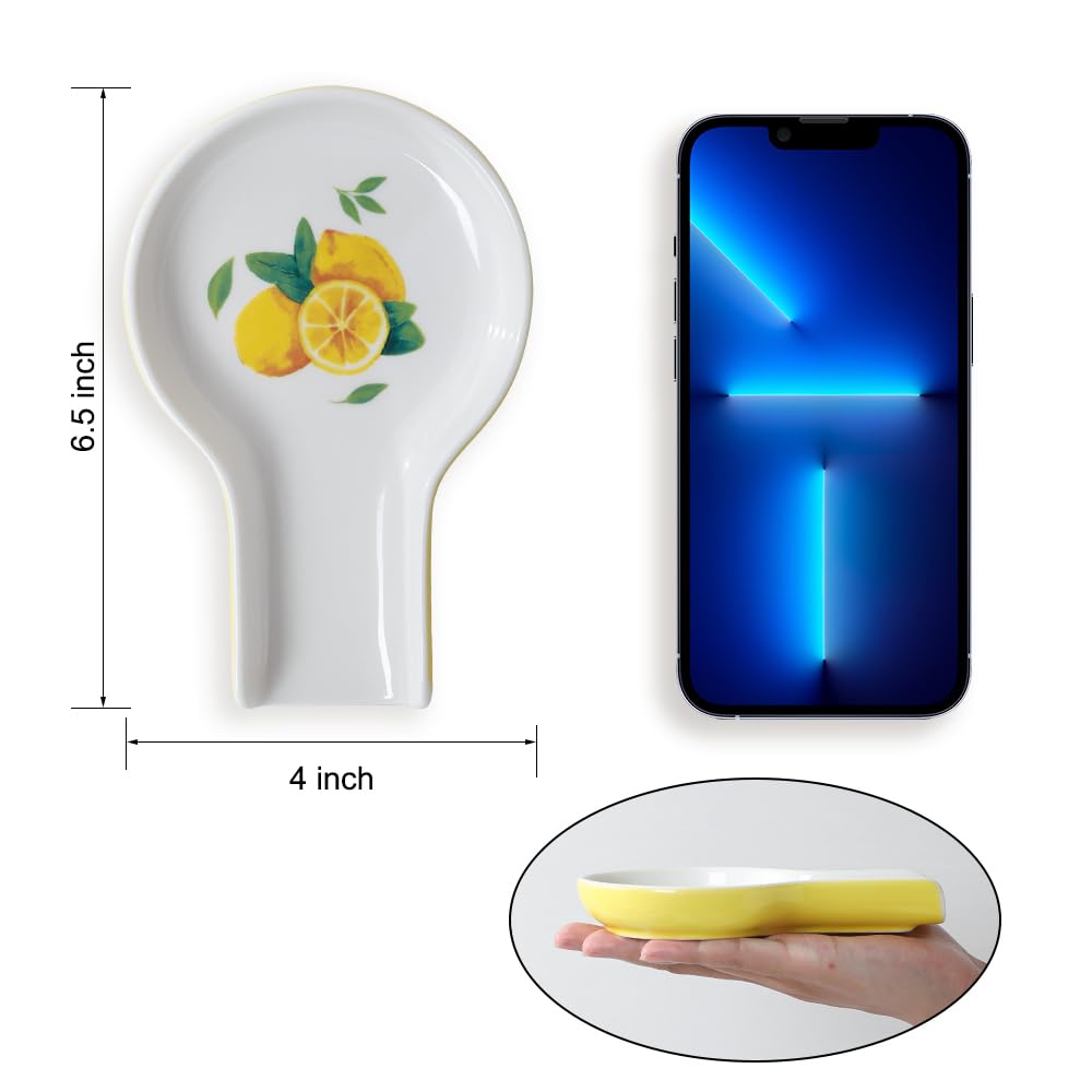 Spoon Rest - Lemon Spoon Rest for Stove Top for Cooking Spoons Spatula Lemon Kitchen Decor Ceramic Spoon Rest for Kitchen Counter with Gift Box Ready