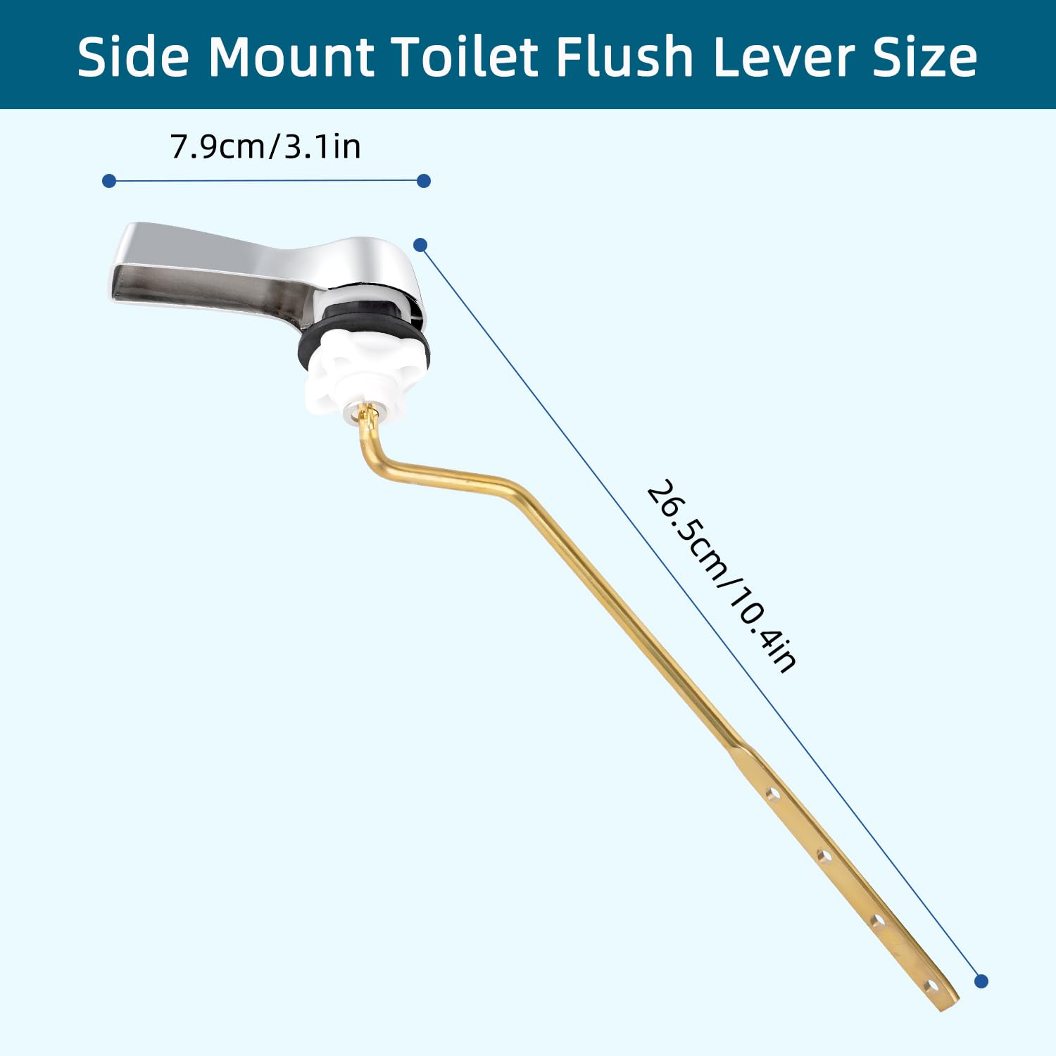 Hygie Rinse Universal Side Mount Toilet Handle Lever Flush Replacement, Toilet Handle with Stainless Steel Flapper Chains, Toilet Repair Kit, Chrome Finish